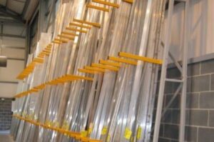 Aluminium extrusion in vertical rack