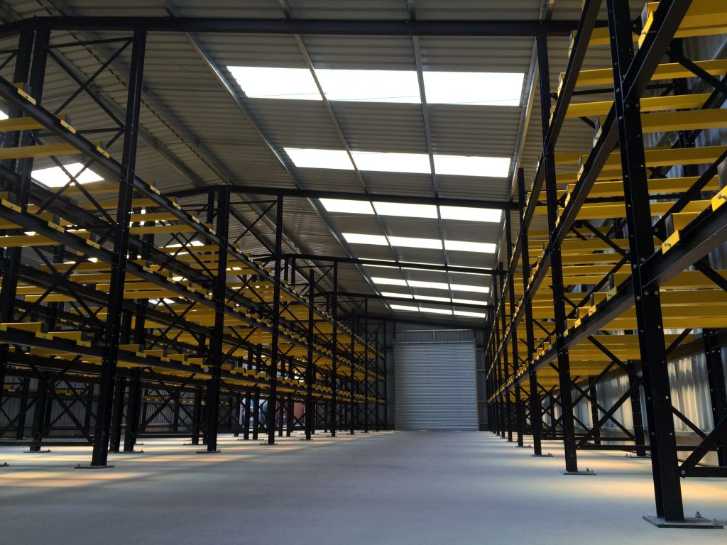 Tool racking inside rack clad building